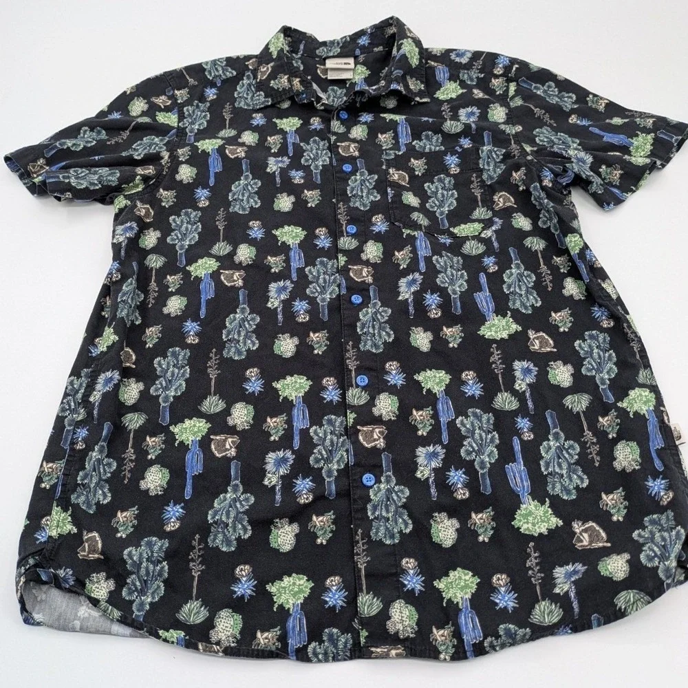 The North Face Baytrail Button Up Shirt Sz L‎ Cactus Print Short Sleeve NF0A55ND